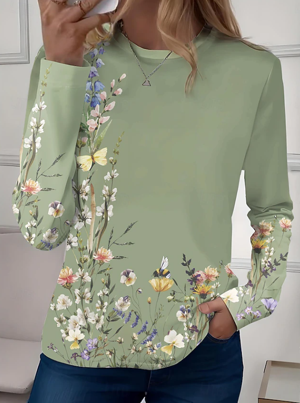 Warren | Casual Long Sleeves Crew Neck Floral Shirt