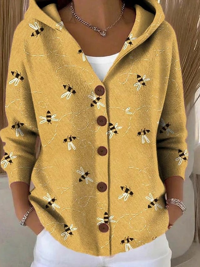 Yvaine | Elegant  Button Hooded Sweater