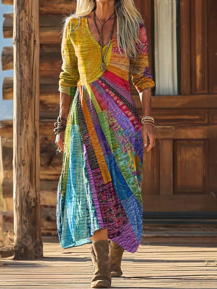 Warren | Elegant Bohemian Sun Design Dress