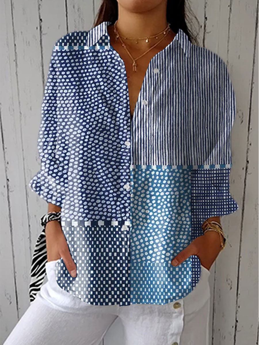 Martha | Classic Ocean Patchwork Blouse