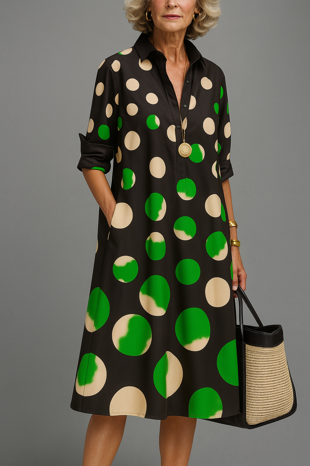 Warren | Elegant Polca Dot Midi Dress