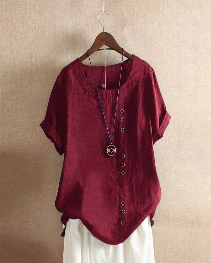 Women's Round-Neck Short-Sleeve Blouse