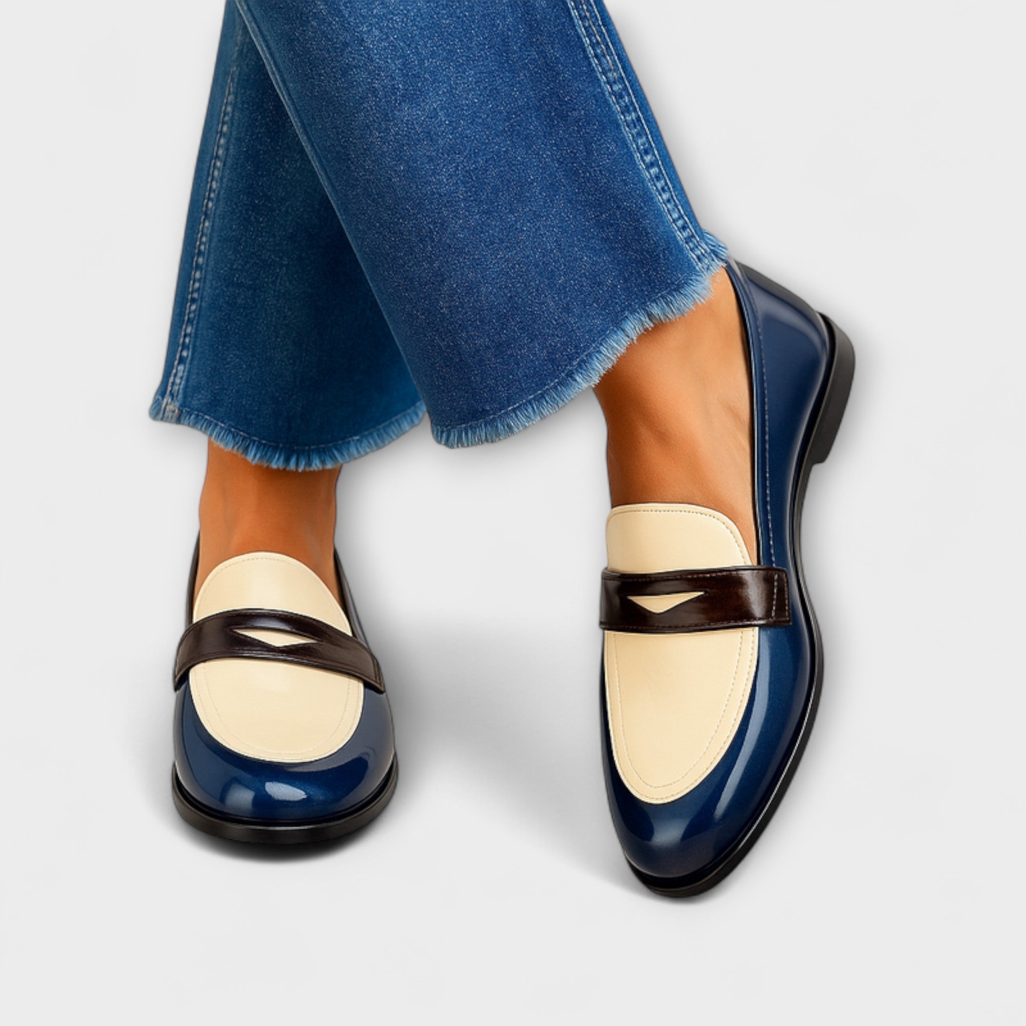 Claudine | Elegant Two Tone Contrast Loafers