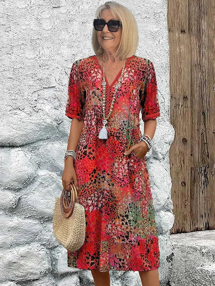 Women's Pattern Flowy Midi Dress