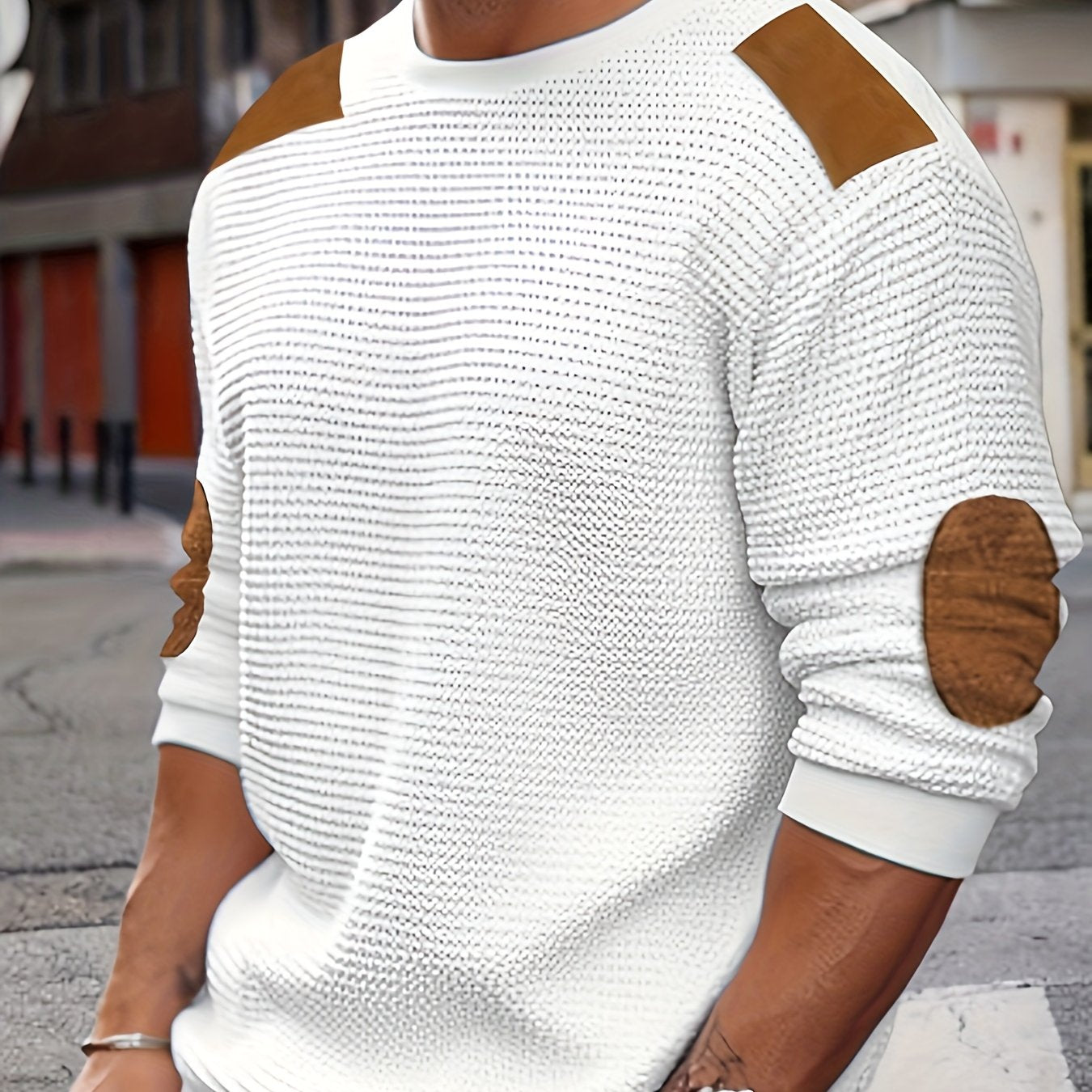 Warren | Elbow-Patch Waffle-Knit Jumper