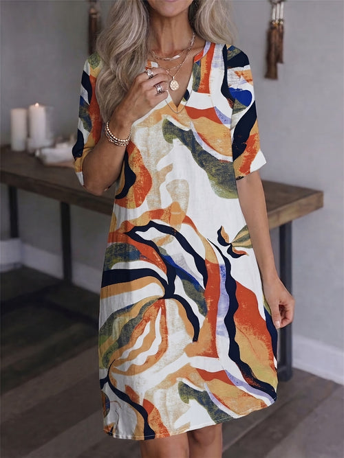 Marion | Artful Print V-Neck Dress