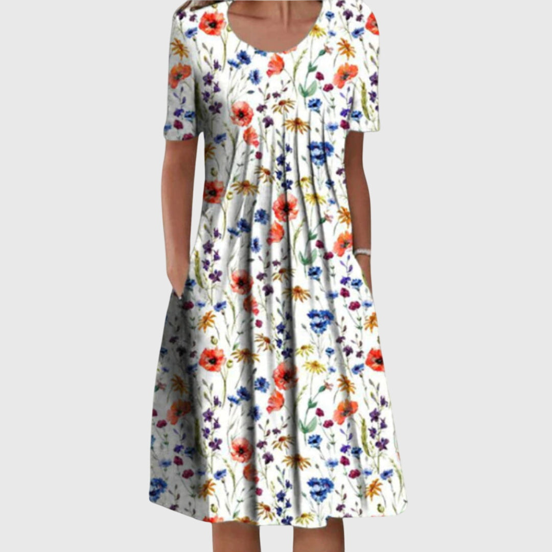 Warren | Elegant Round Neck Floral Dress