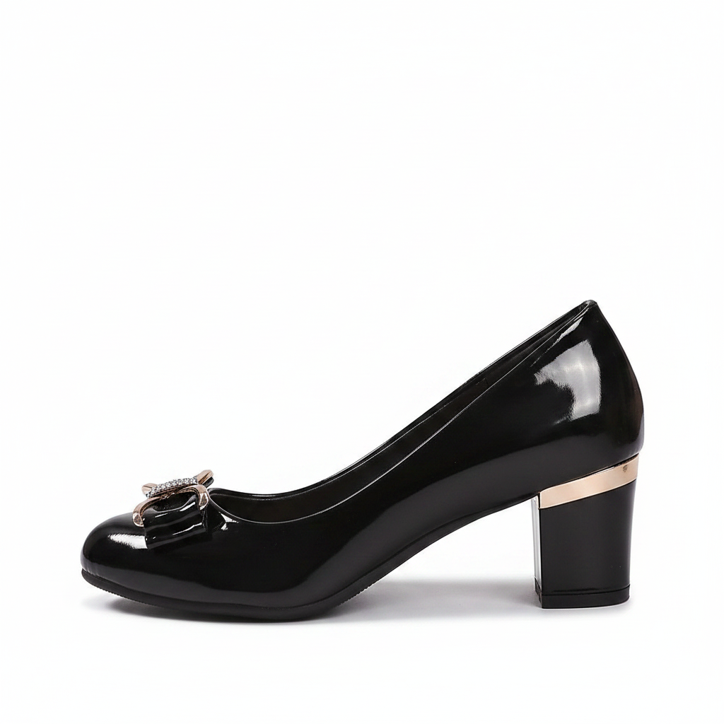 Evelyn | Bow Detail Block Heel Pumps