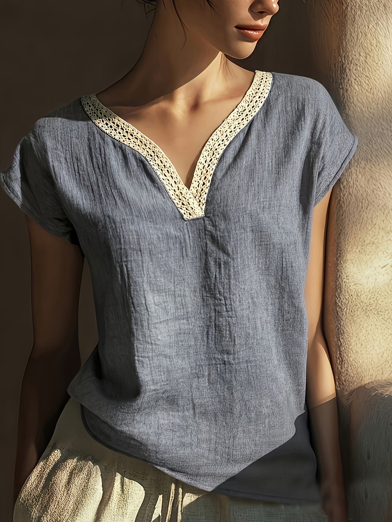 Brinley | Bohemian Retro Short-Sleeved Blouse