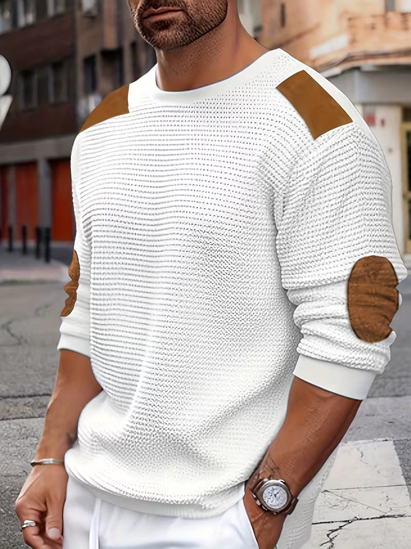 Warren | Casual Patch Waffle Knit Sweatshirt