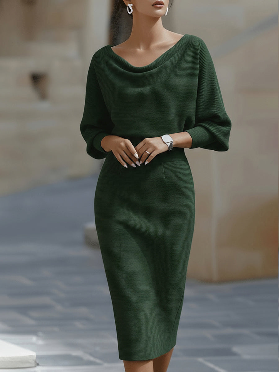 Women's Round-Neck Flowy Midi Dress