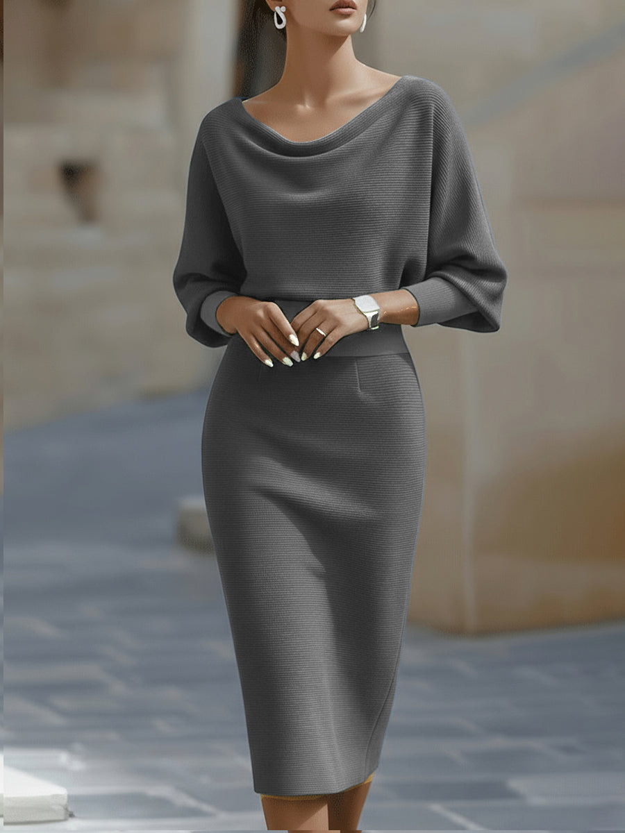 Women's Round-Neck Flowy Midi Dress