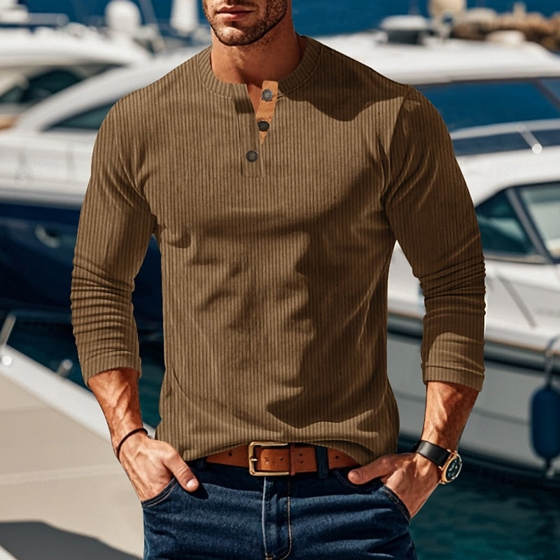 Warren | Ribbed Long-Sleeve Henley Shirt