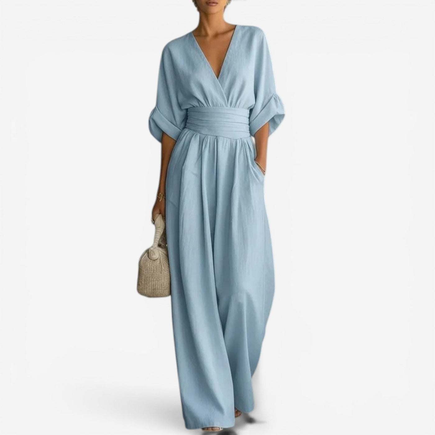 Warren | Elegant Wide Sleeve V-Neck Jumpsuit