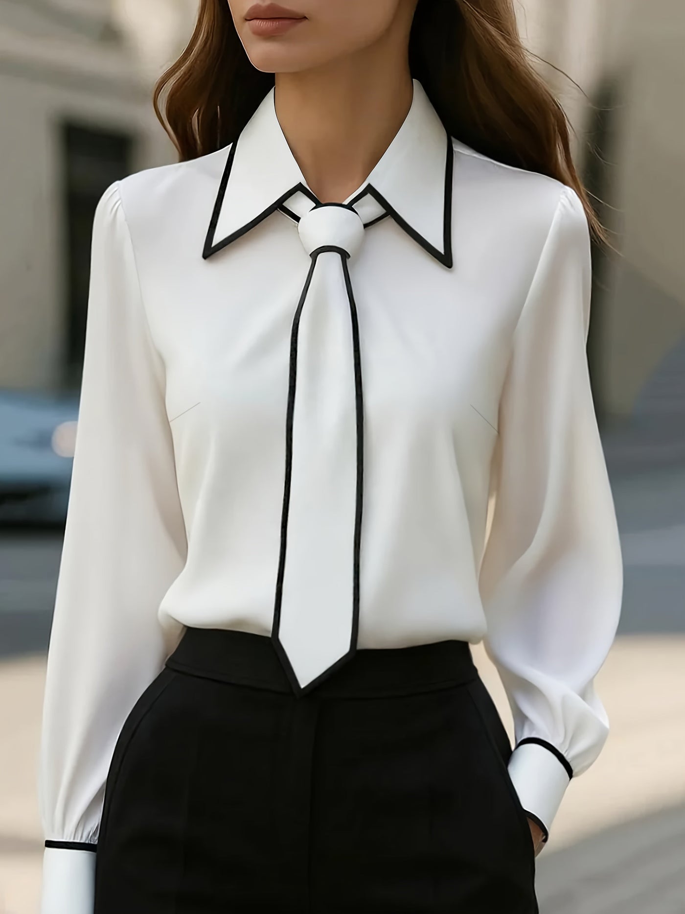 Warren | Contrast Tie-Neck Blouse