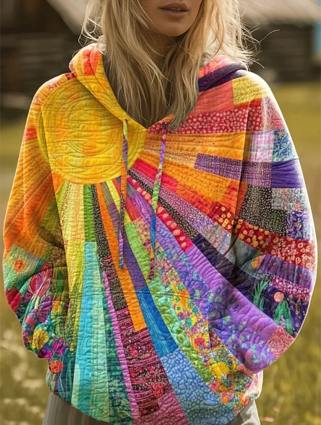 Warren | Bohemian Multicolor Patchwork Hoodie