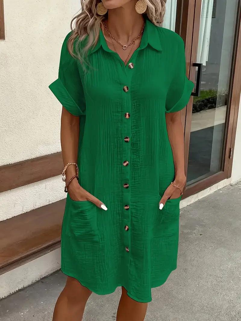 Women's V-Neck Collared Dress