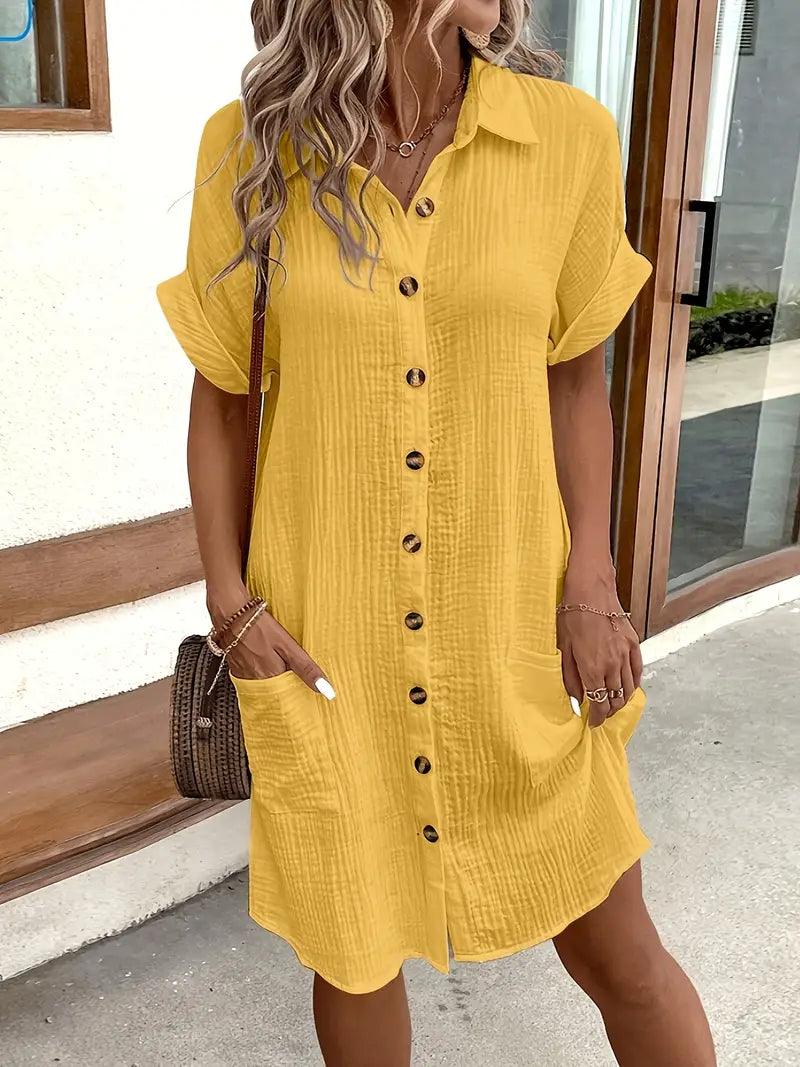 Women's V-Neck Collared Dress