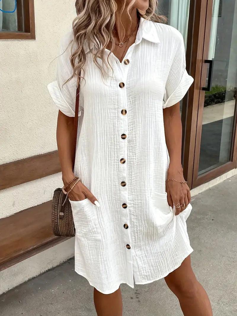 Women's V-Neck Collared Dress
