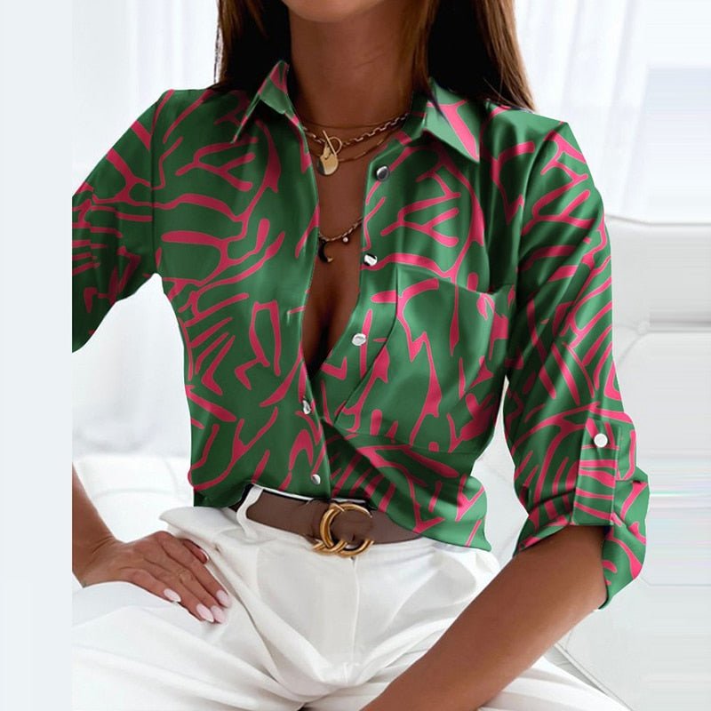Women's Collared Pattern Blouse