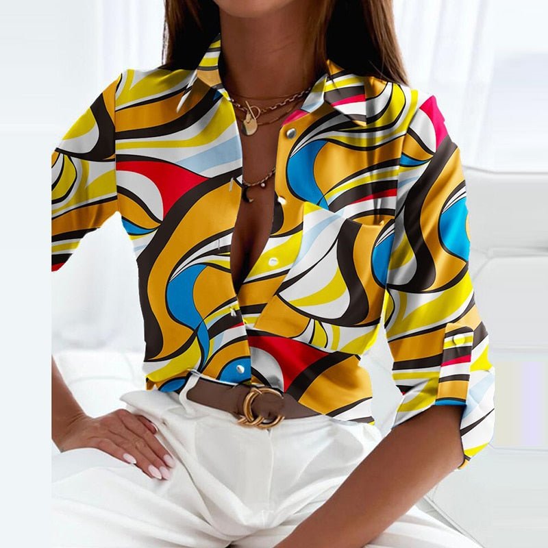 Women's Collared Pattern Blouse